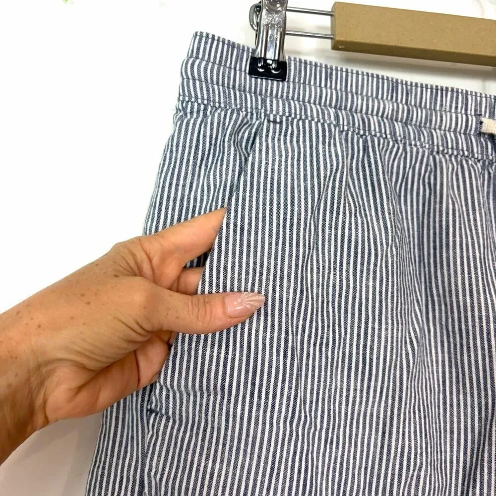 Banana Republic Deck Shorts Mens Medium Blue White Striped Cotton Drawstring